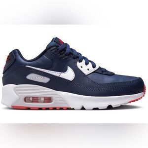 Nike Air Max Youth Size 5Y Navy Blue and White Leather Sneakers